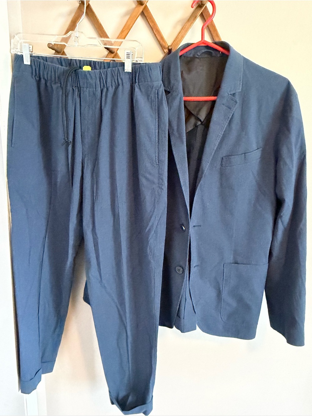 Club Monaco Men Blue 2 Piece Suit Blazer 40 Pants Large Teen Prom Hockey